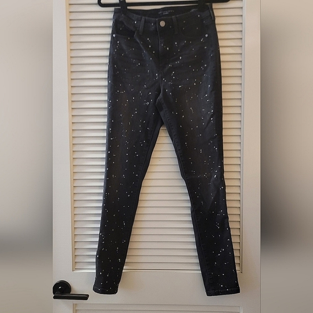 Sanctuary - Denim Faded Black & Silver Sparkly Social Skinny High-Rise Jeans